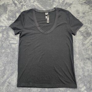 Victoria Secret Sport T Shirt Black womens XS Basic Mesh sheer trim short sleeve